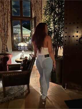 Mugler Light Blue Paneled High-Rise Jeans